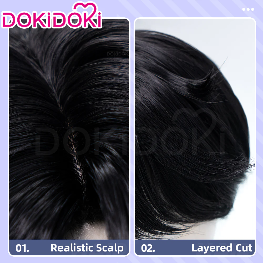 【Ready For Ship】【Last Batch】DokiDoki Movie Anime Cosplay Men Wig / Tattoo / Ear Clips / Earrings / Glasses Short Black Hair - Image 14