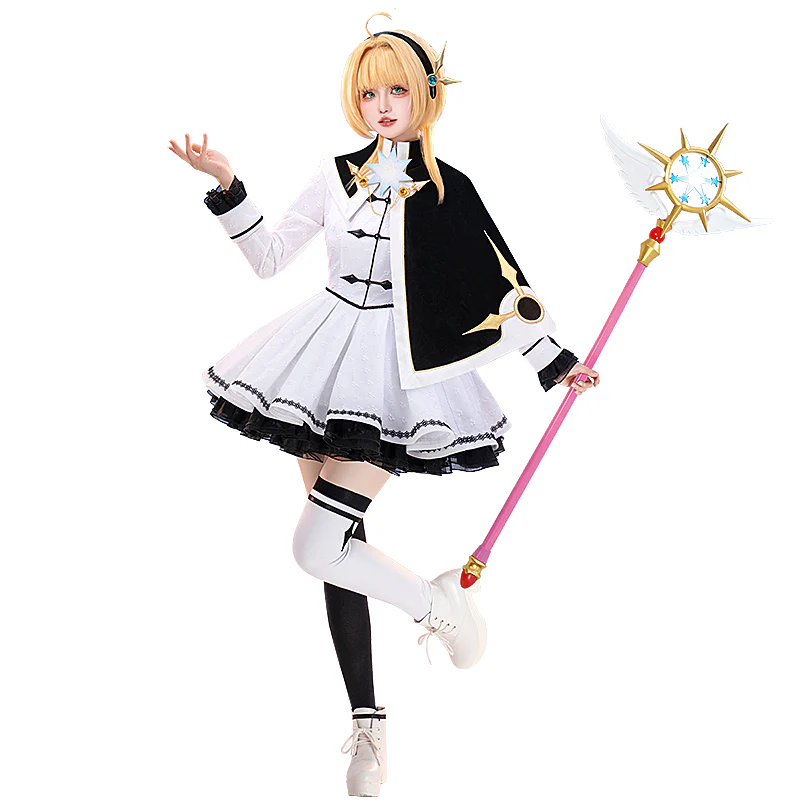 【In Stock】DokiDoki-R Anime Card Captor Sakura Cosplay Kinomoto Sakura Costume Black / White Dress - Image 6