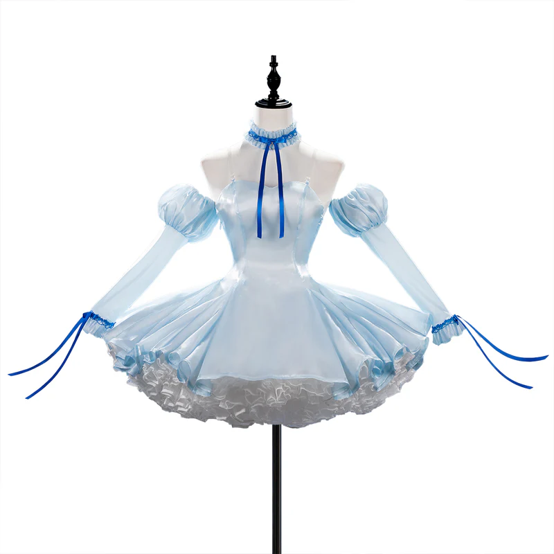 DokiDoki-R Anime Chobits Cosplay Chi Cosplay Costume Blue Ribbon Dress - Image 5