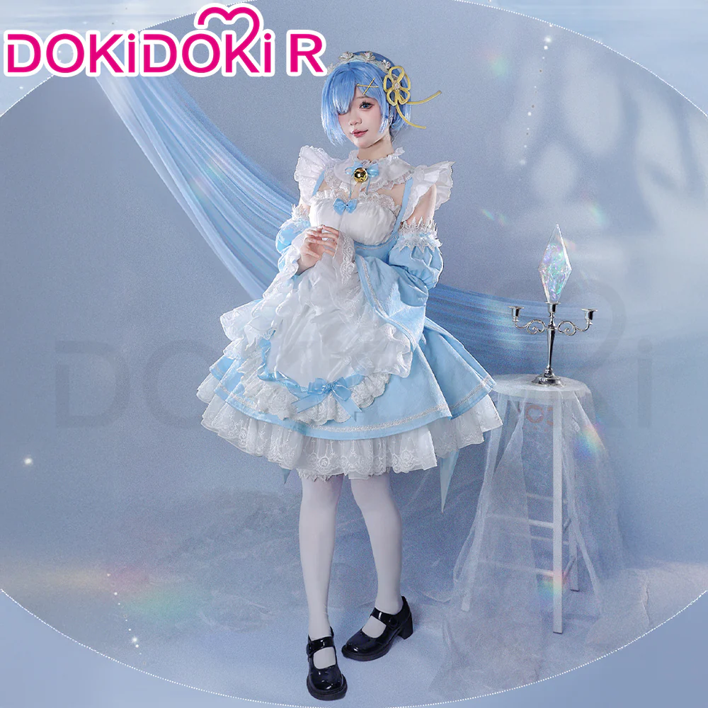 DokiDoki-R Anime Cosplay Costume Light Blue Maid Dress