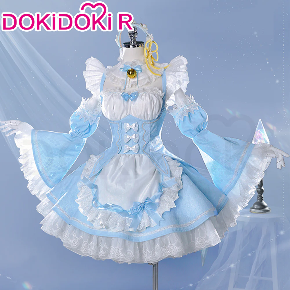 DokiDoki-R Anime Cosplay Costume Light Blue Maid Dress - Image 2