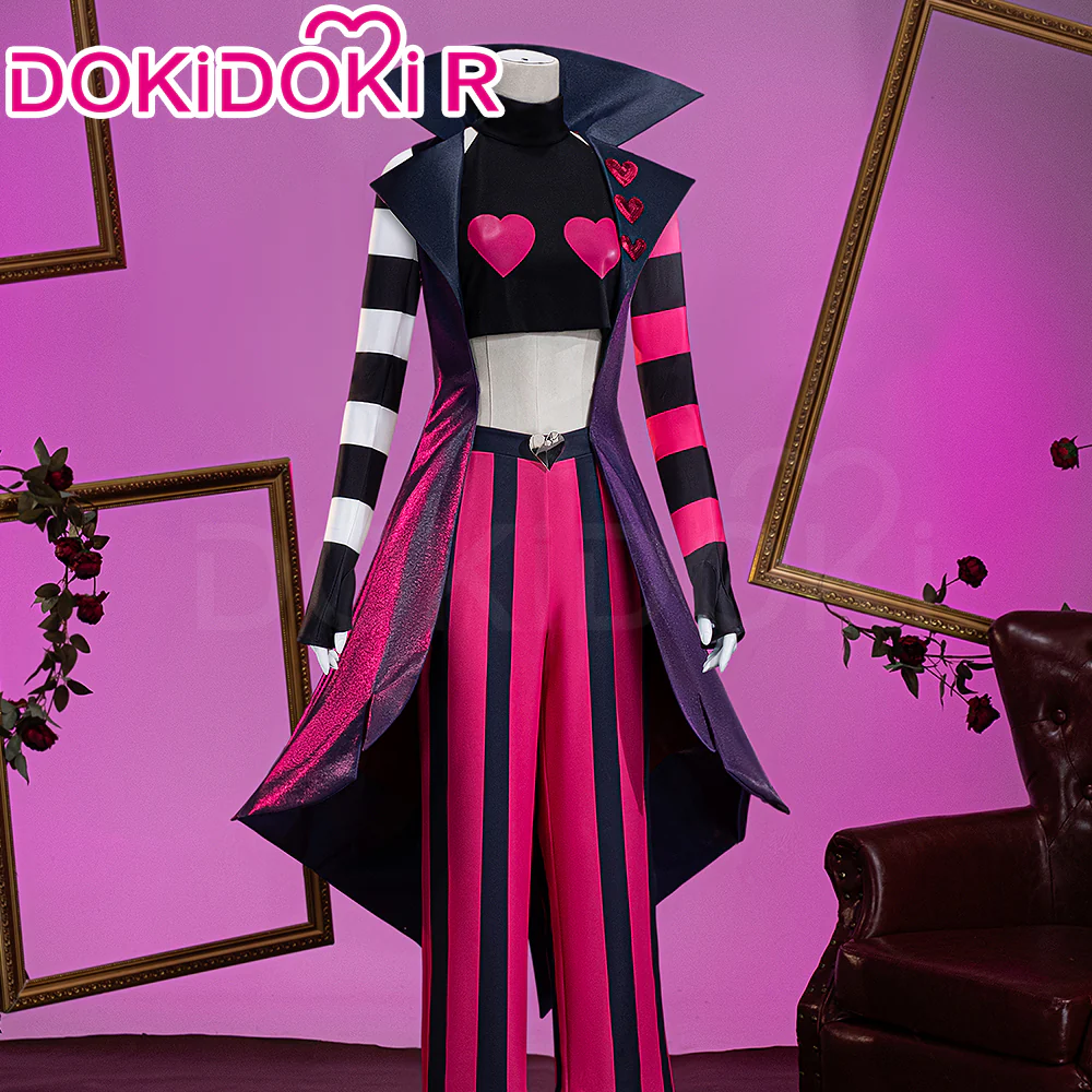 【Ready For Ship】【Size S-3XL】DokiDoki-R Anime Hell Hotel Cosplay Costume Black Pink Stripe - Image 4