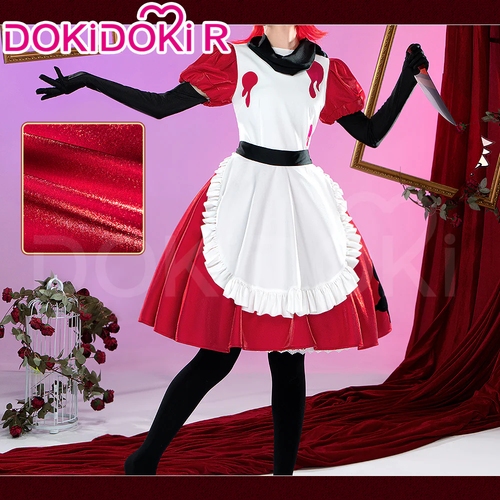 【Partially Ready For Ship】【Size XS-3XL】DokiDoki-R Anime Hell Hotel Cosplay Costume Red White Black Maid Dress
