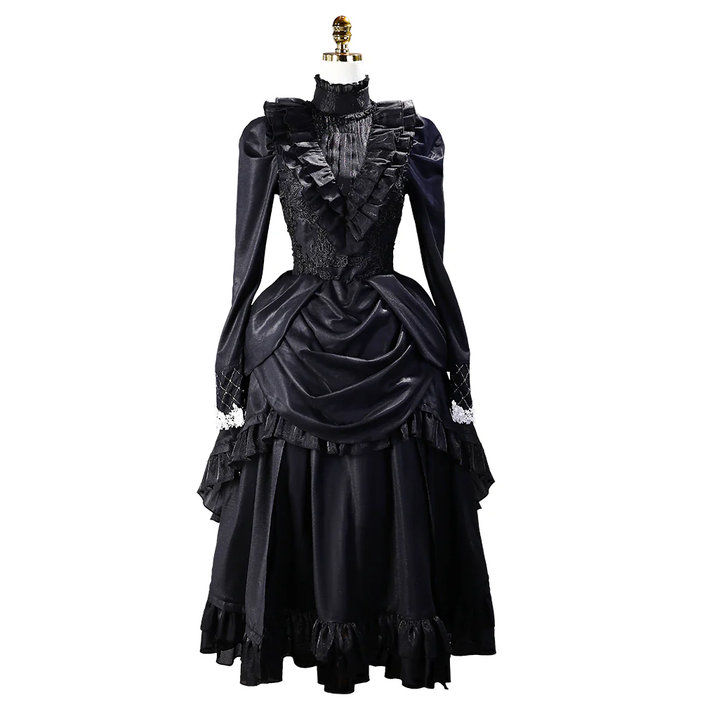 【Size S-3XL】DokiDoki-R Game Cosplay Black Dress Lolita Halloween - Image 6