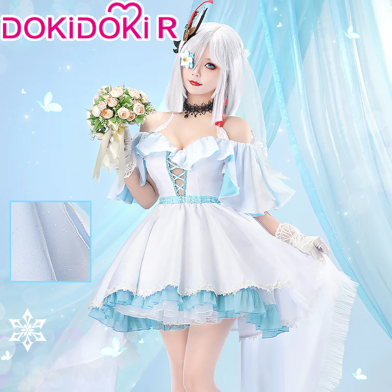 【In Stock】DokiDoki-R Game Genshin Impact Cosplay Shenhe Wedding Dress Shen He Doujin - Image 5