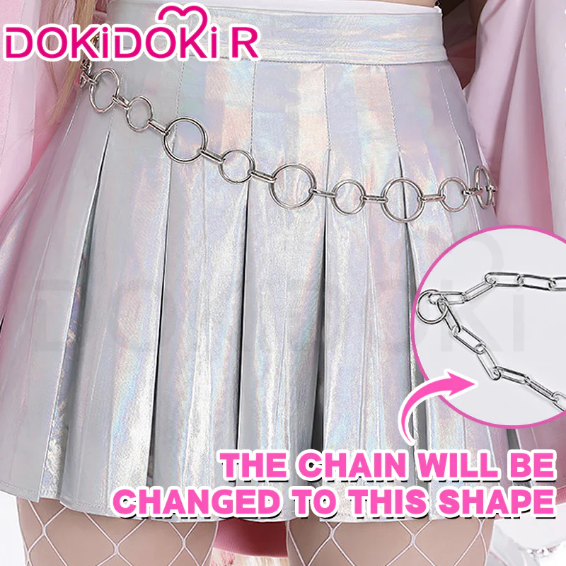 【 Ready For Ship】DokiDoki-R Game Cosplay White Dress Pink Coat Costume - Image 4