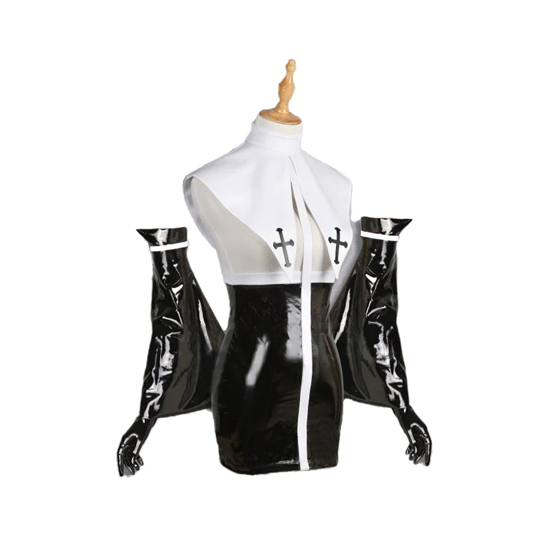 Dokidoki-R Saint Nun Leather Jacket Sexy Cosplay Costume Sexy Bodysuit Women Halloween - Image 5