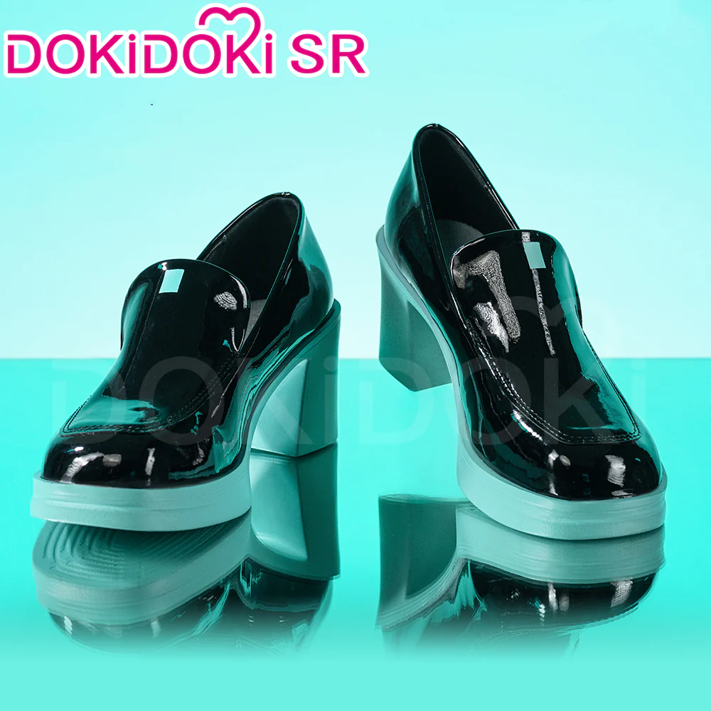 DokiDoki-SR Cosplay Suit Cute Shoes Black Green High Heels - Image 4