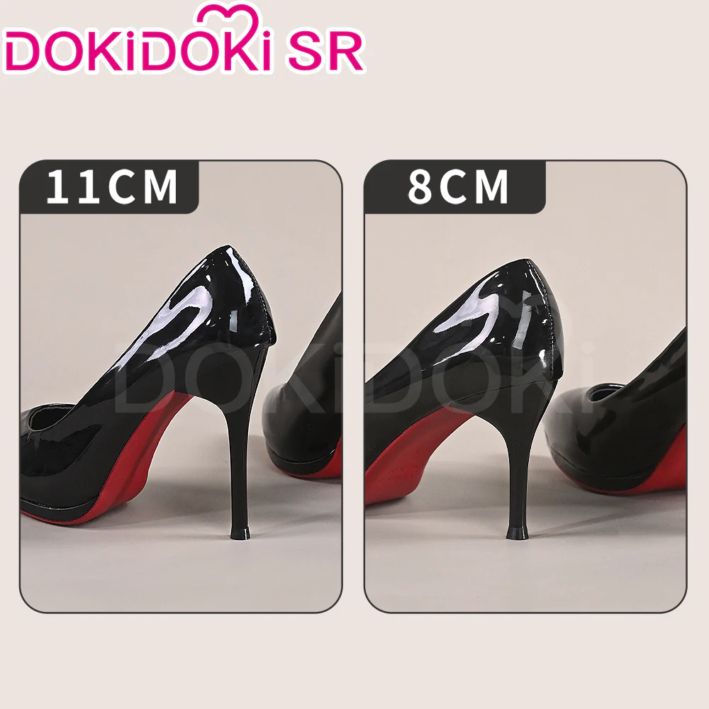 Dokidoki-SR Daily Casual Black Patent Leather High Heels Shoes - Image 3