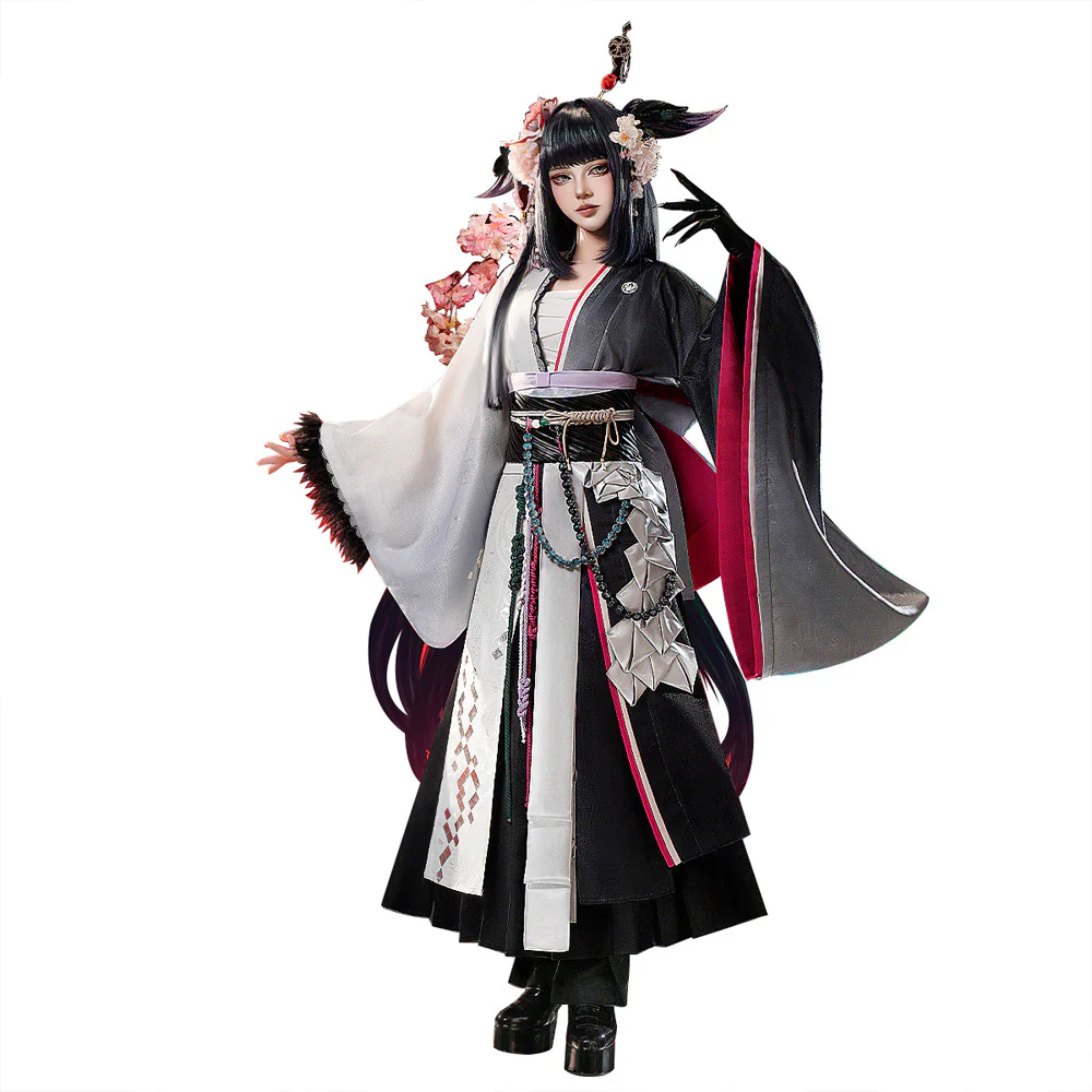 DokiDoki-SR Game Arknights Cosplay Mio Costume Black White Kimono - Image 6
