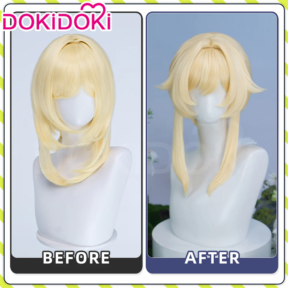 【Normal Ver Ready For Ship】DokiDoki Game Genshin Impact Cosplay Traveler Lumine Wig / Head Accessory Long Blonde Hair Ying As Heaven and Earth Are Made Anew - Image 9