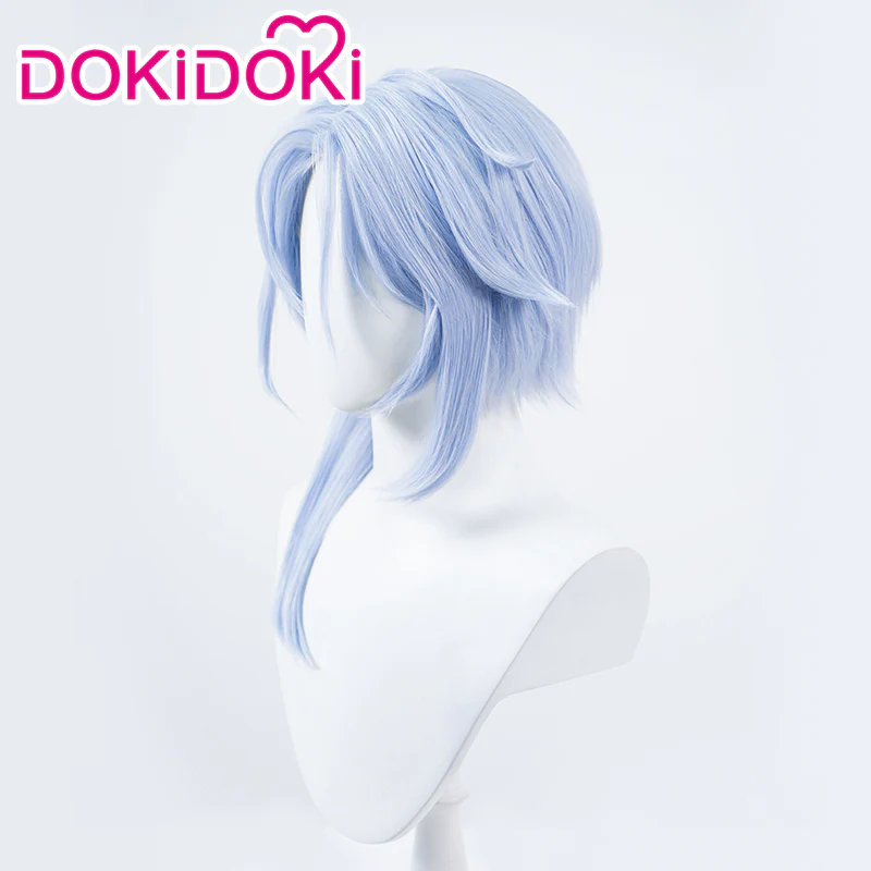 【Ready For Ship】DokiDoki Game Genshin Impact Cosplay Kamisato Ayato Wig Short Straight Blue Hair - Image 2