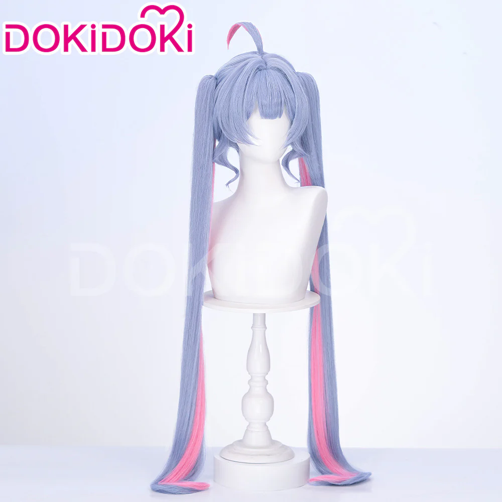【Ready For Ship】DokiDoki VSINGER Rabbit Hole Cosplay Long Curly Blue Pink Ponytail Wig / Head Accessories Cute - Image 10