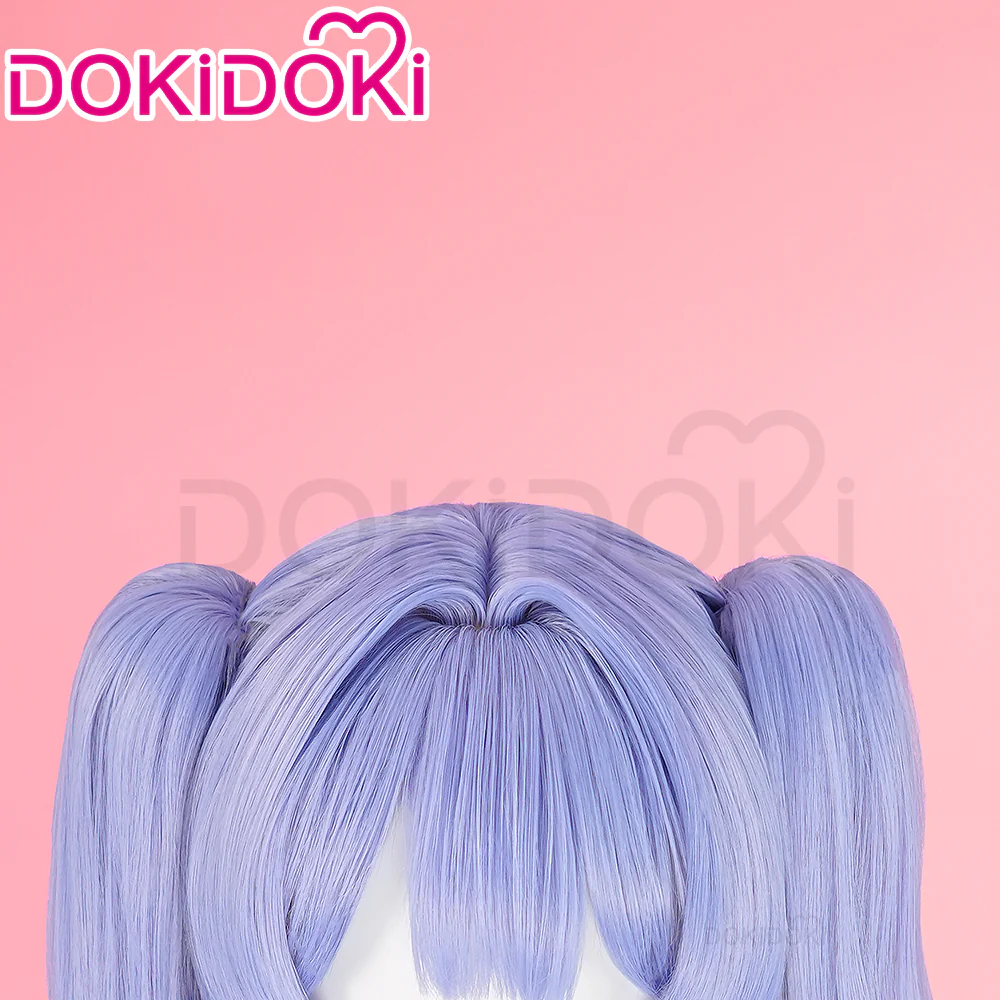 【Ready For Ship】DokiDoki VSINGER Rabbit Hole Cosplay Long Curly Blue Pink Ponytail Wig / Head Accessories Cute - Image 6