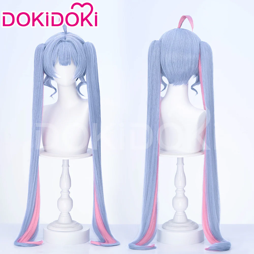【Ready For Ship】DokiDoki VSINGER Rabbit Hole Cosplay Long Curly Blue Pink Ponytail Wig / Head Accessories Cute - Image 8