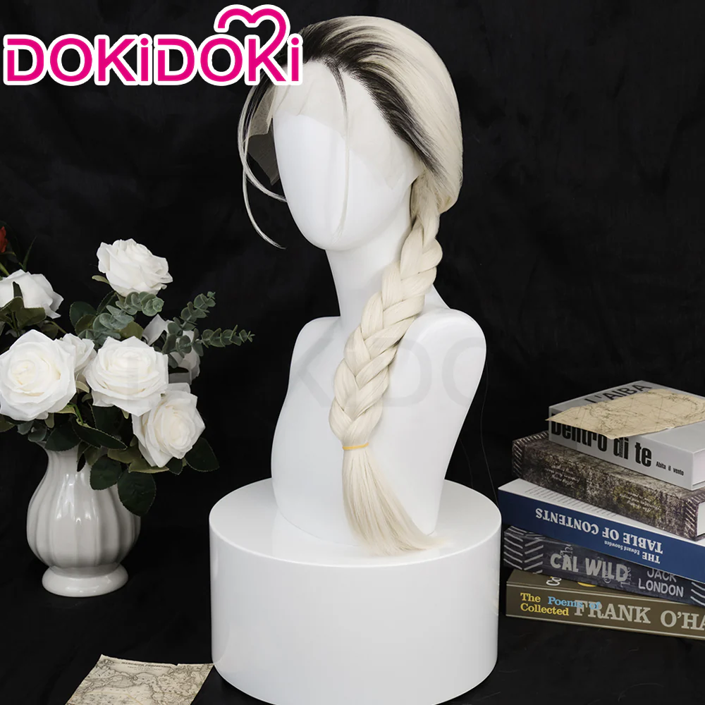 【Ready For Ship】DokiDoki Anime Gokurakugai Cosplay Tao Wig Long Straight White Gradient Hair - Image 2