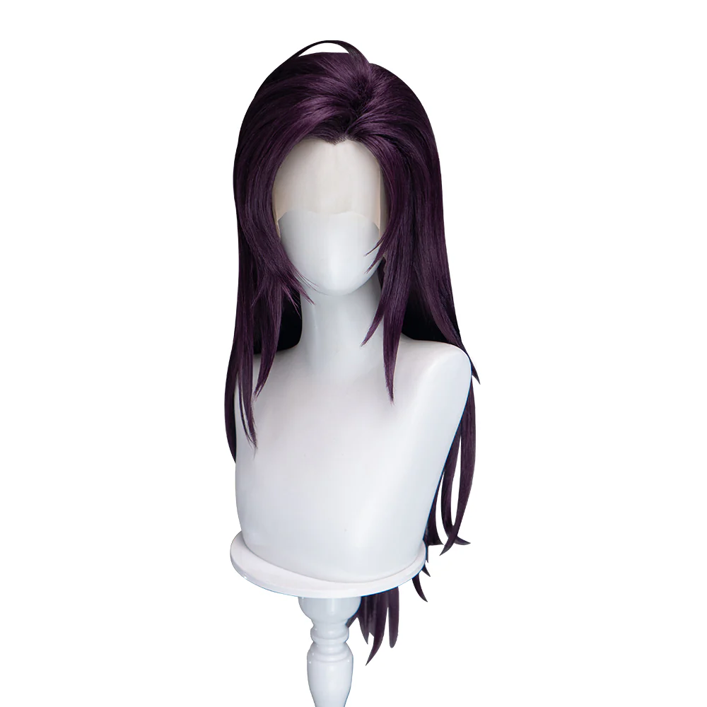 【Front Lace】DokiDoki Game Cosplay Long Straight Purple Hair - Image 5