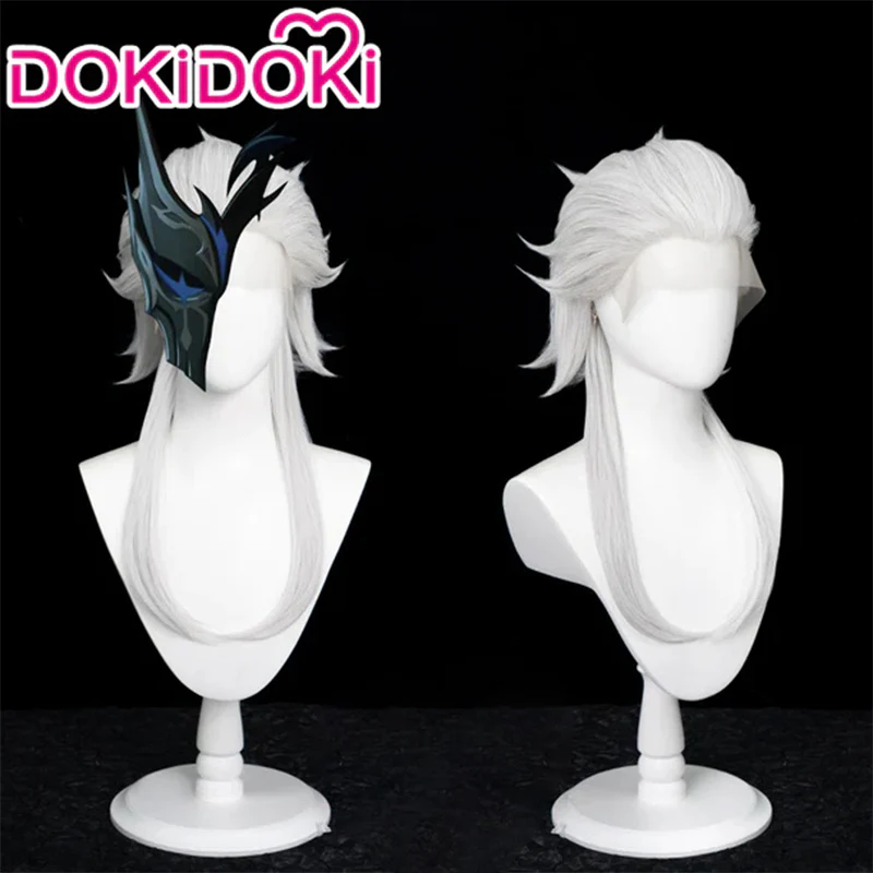 【Ready For Ship】【Front Lace】DokiDoki Game Genshin Impact Fatui Harbinger Cosplay Pierro Cosplay Wig White Front Lace