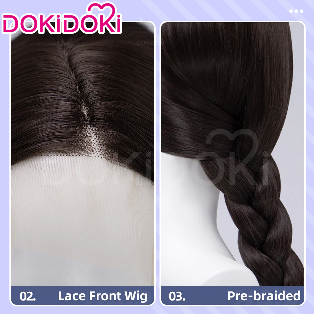 【Front Lace】DokiDoki Movie Cosplay Women Wig Long Cuely Black Hair Braid - Image 4