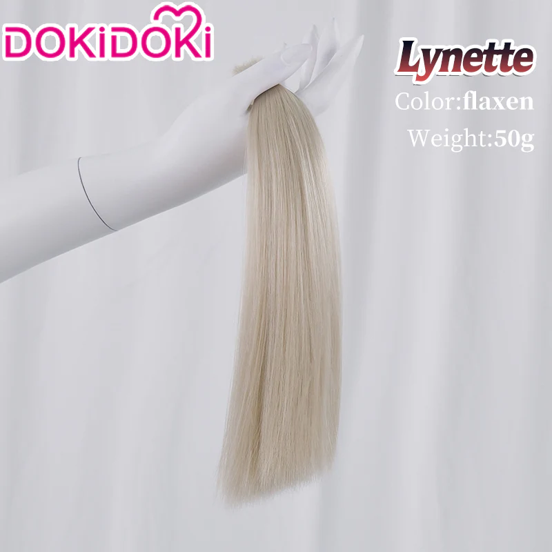 【Official Art Color Ver Ready For Ship】DokiDoki Game Genshin Impact Cosplay Fontaine  Lynette Wig Silver Cute Green Hight Hair/ Wefts/Tattoo Sticker - Image 11