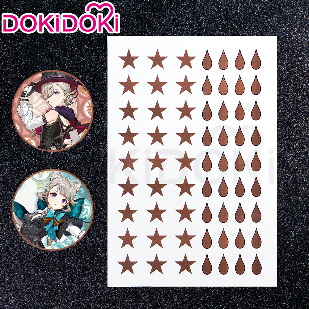 【Official Art Color Ver Ready For Ship】DokiDoki Game Genshin Impact Cosplay Fontaine  Lynette Wig Silver Cute Green Hight Hair/ Wefts/Tattoo Sticker - Image 12