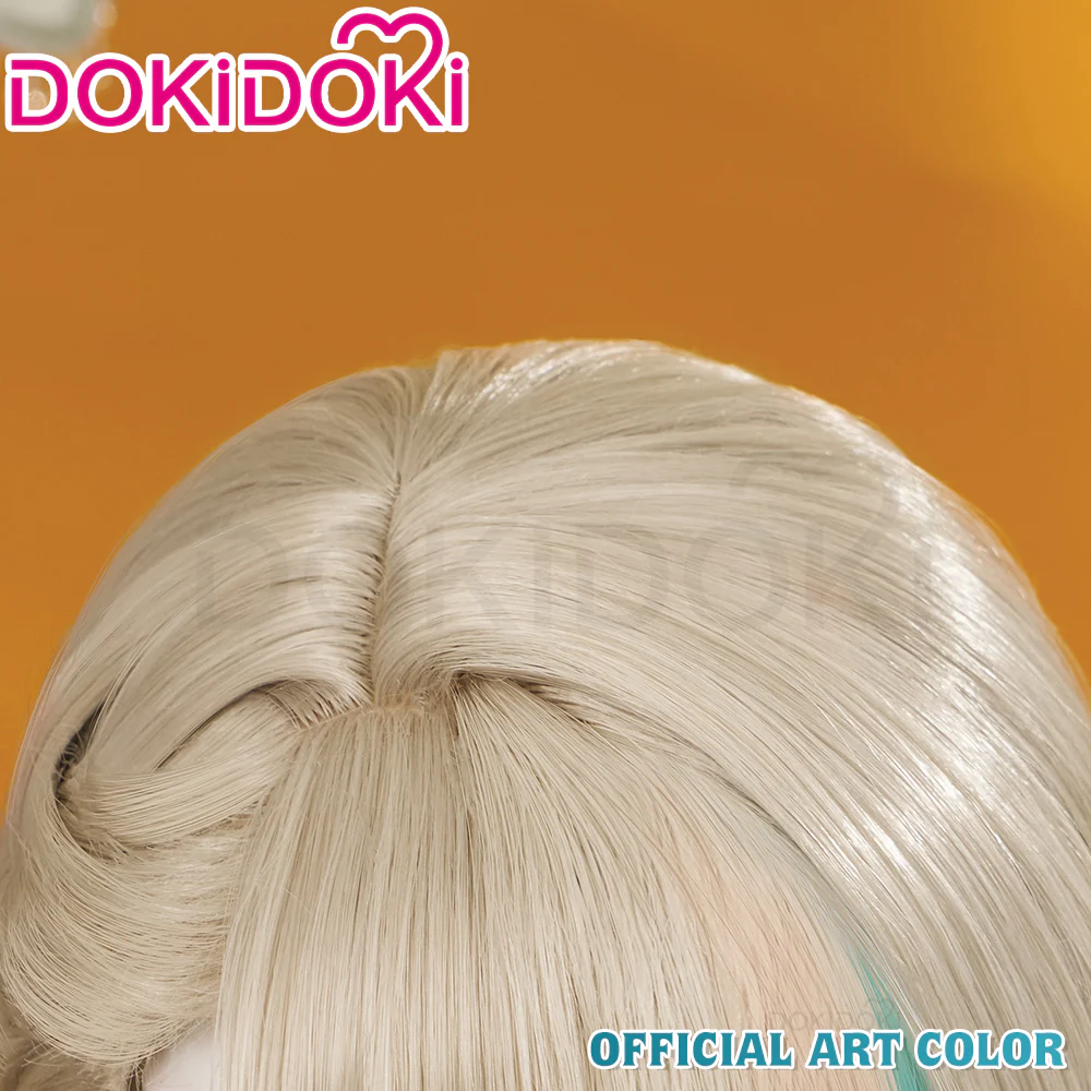 【Official Art Color Ver Ready For Ship】DokiDoki Game Genshin Impact Cosplay Fontaine  Lynette Wig Silver Cute Green Hight Hair/ Wefts/Tattoo Sticker - Image 4