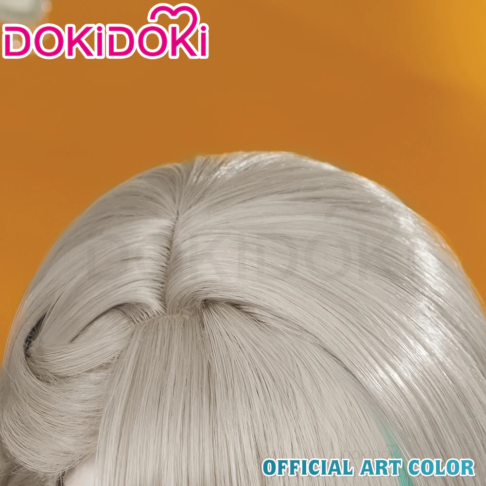【Official Art Color Ver Ready For Ship】DokiDoki Game Genshin Impact Cosplay Fontaine  Lynette Wig Silver Cute Green Hight Hair/ Wefts/Tattoo Sticker - Image 9