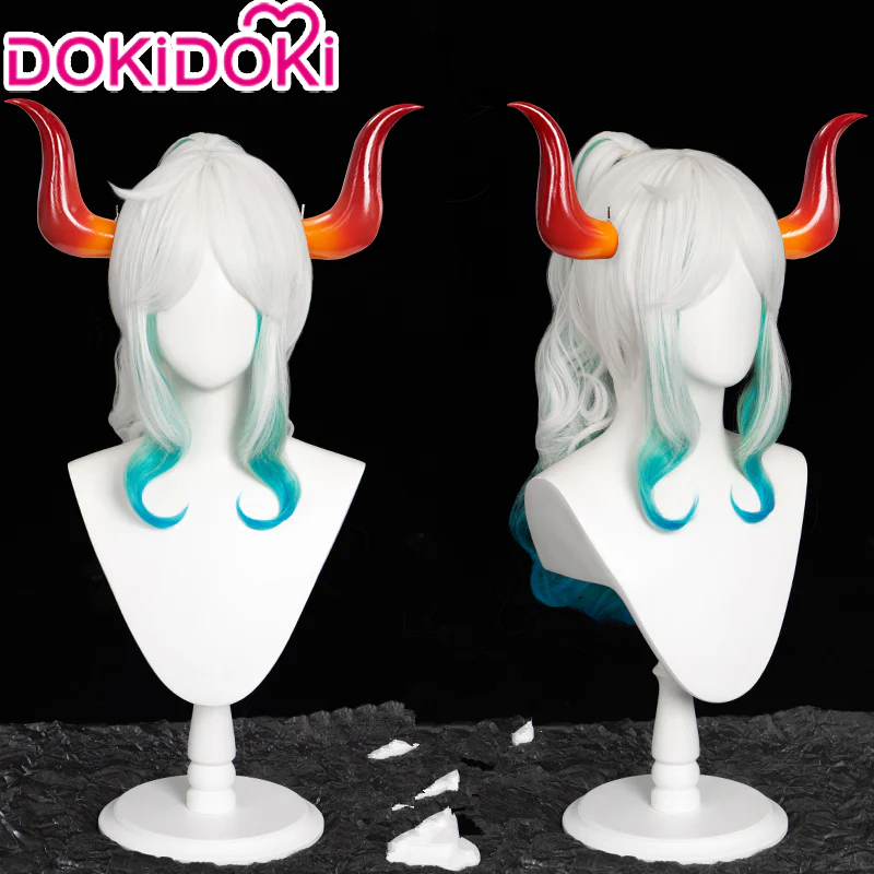 【Tie Hair Ver Ready For Ship】DokiDoki Anime Cosplay Wig Horn Long Curly Gradient