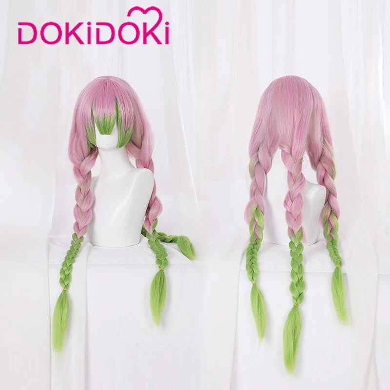 DokiDoki Anime Cosplay Wig Long Pink & Green Hair Halloween - Image 5