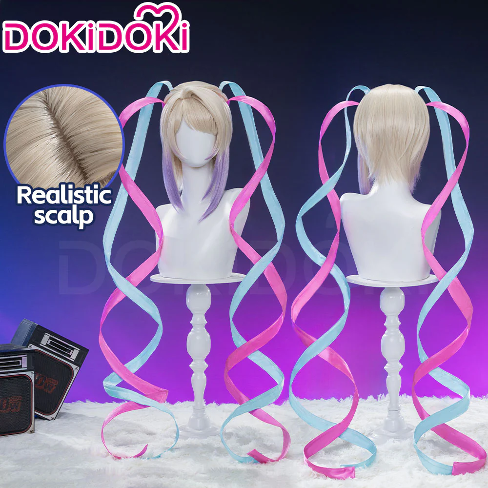 【Normal Ver. Ready For Ship】DokiDoki Game NEEDY GIRL OVERDOSE Cosplay KAngel Wig Long Straight Blonde Purple Hightlight Gradient Hair Needy Streamer Overload - Image 10