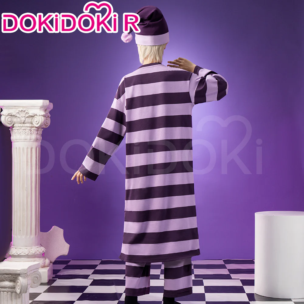 【In Stock】DokiDoki-R Anime Cosplay  Costume Purple Striped Pajamas - Image 3