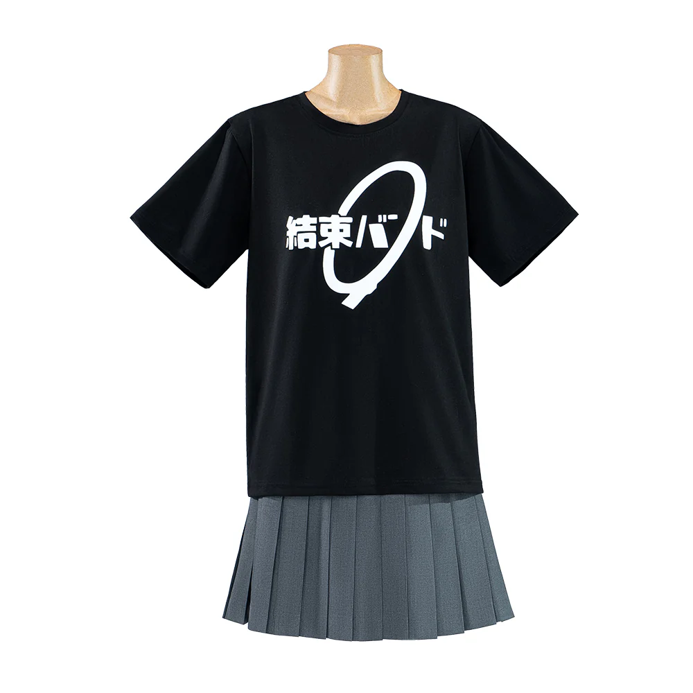 【In Stock】【Size S-2XL】Dokidoki-R Anime Bocchi The Rock! Cosplay Kessoku Band Costume Black T-Shirt Grey Skirt Gotoh Hitori / Yamada Ryo / Ijichi Nijika / Kita Ikuyo - Image 6