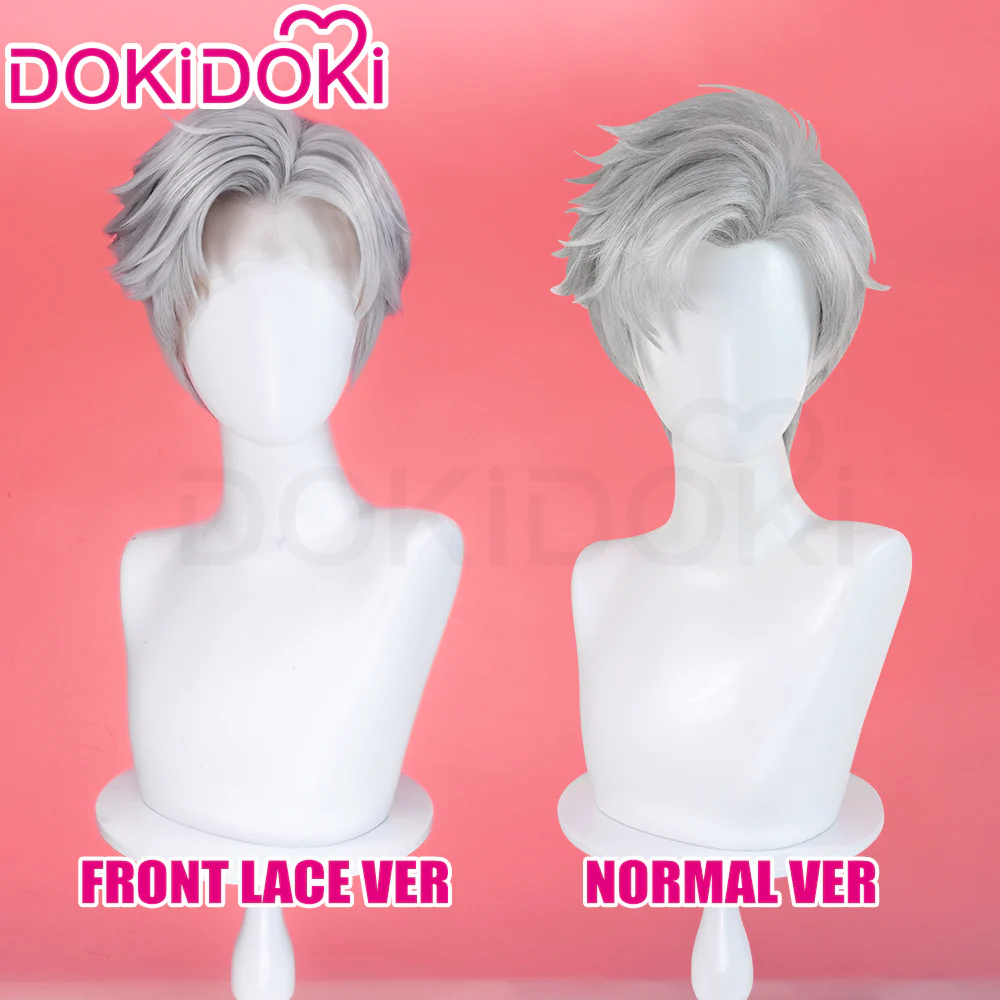【Ready For Ship】【Front Lace】DokiDoki Game Love and Deepspace Cosplay Sylus Wig / Glasses / Necklace / Brooch / Ear / Tail Men Short Sliver Mullet Defiant Spirit - Image 2