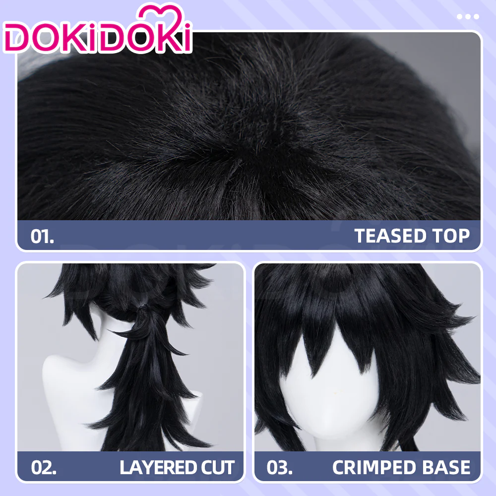 【Ready For Ship】DokiDoki Anime Copslay Wig  Hair Men Black Long Heat Resistant Hair Halloween - Image 4