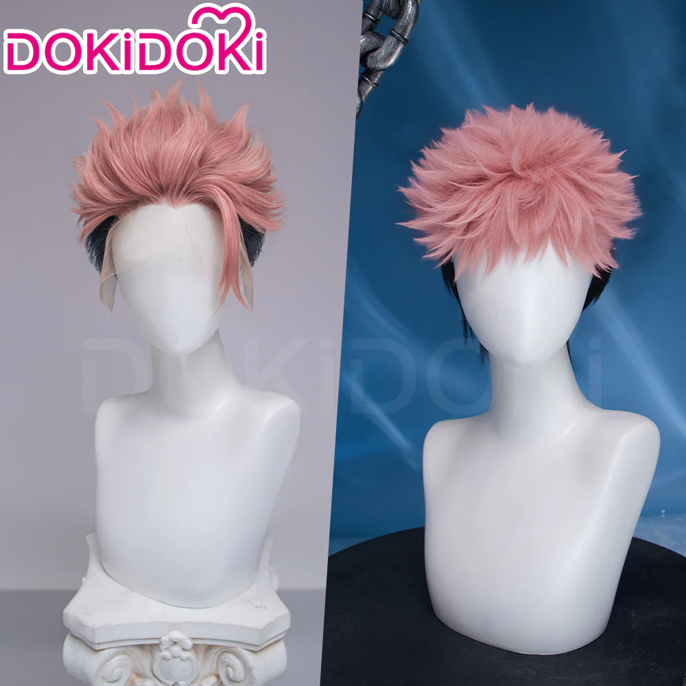 Dokidoki Anime Cosplay Wig Short Pink Black Hair Halloween