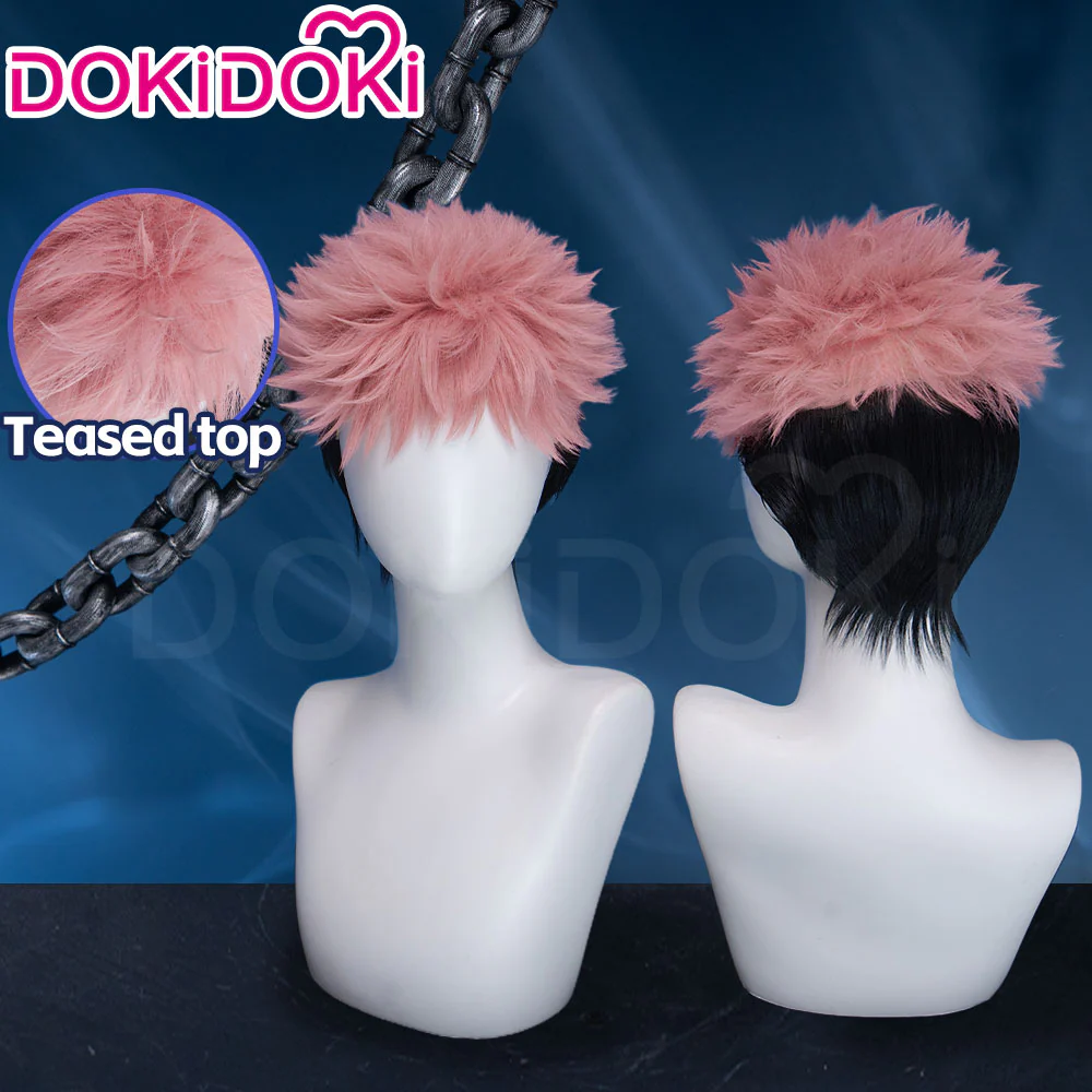 Dokidoki Anime Cosplay Wig Short Pink Black Hair Halloween - Image 2