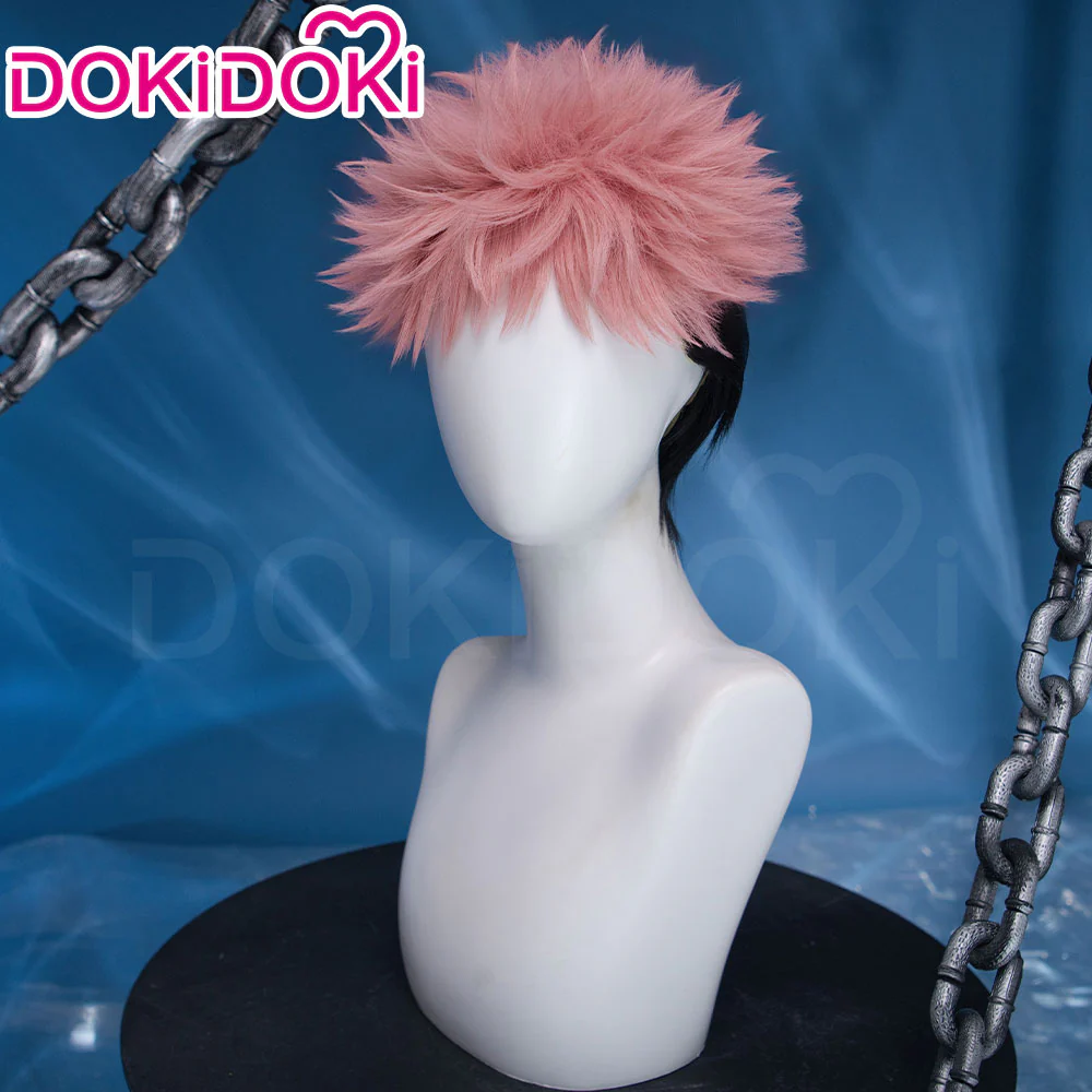 Dokidoki Anime Cosplay Wig Short Pink Black Hair Halloween - Image 3