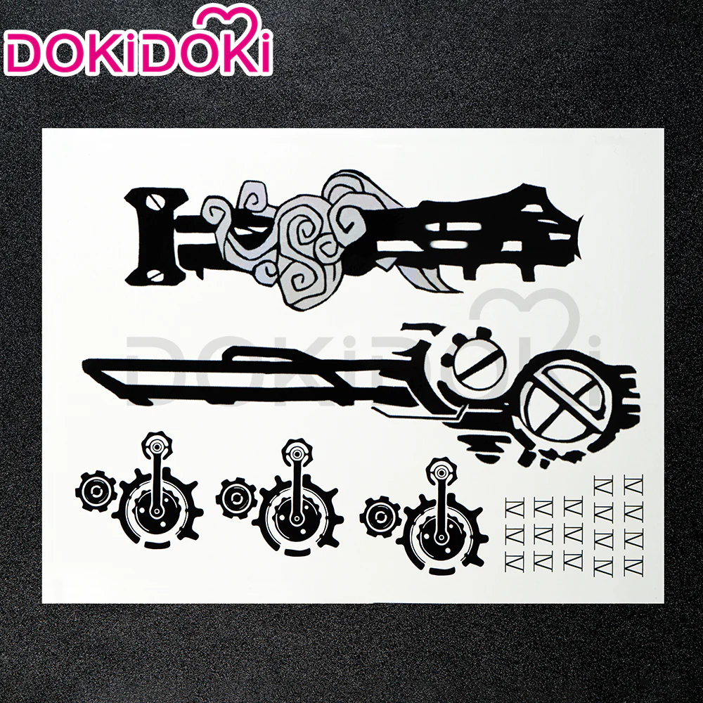 【Partially Ready For Ship】DokiDoki Game Cosplay Cosplay Wig / Earrings / Nose Ring / Tattoo / Goggle Curly Red / Young Version Black-Red / Gradient Color Matching Reverse Warping - Image 17