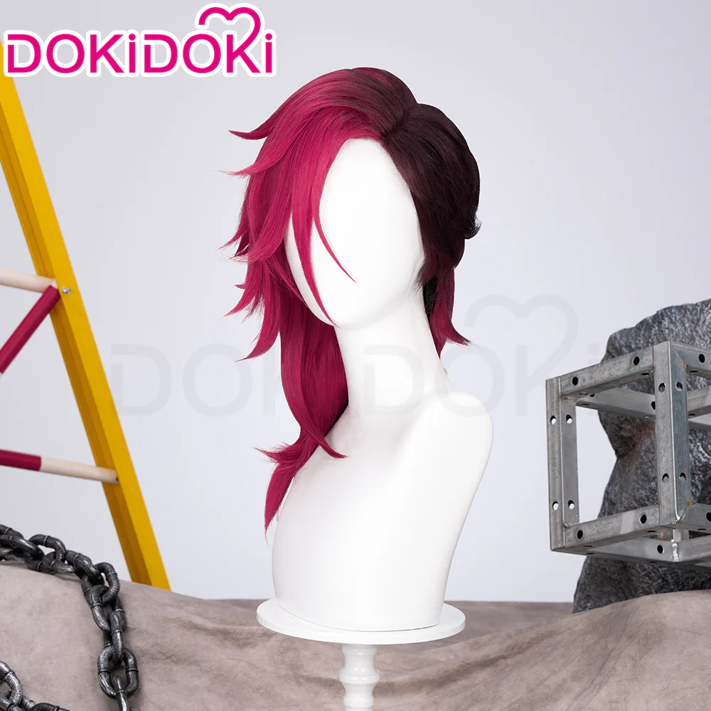 【Partially Ready For Ship】DokiDoki Game Cosplay Cosplay Wig / Earrings / Nose Ring / Tattoo / Goggle Curly Red / Young Version Black-Red / Gradient Color Matching Reverse Warping - Image 8