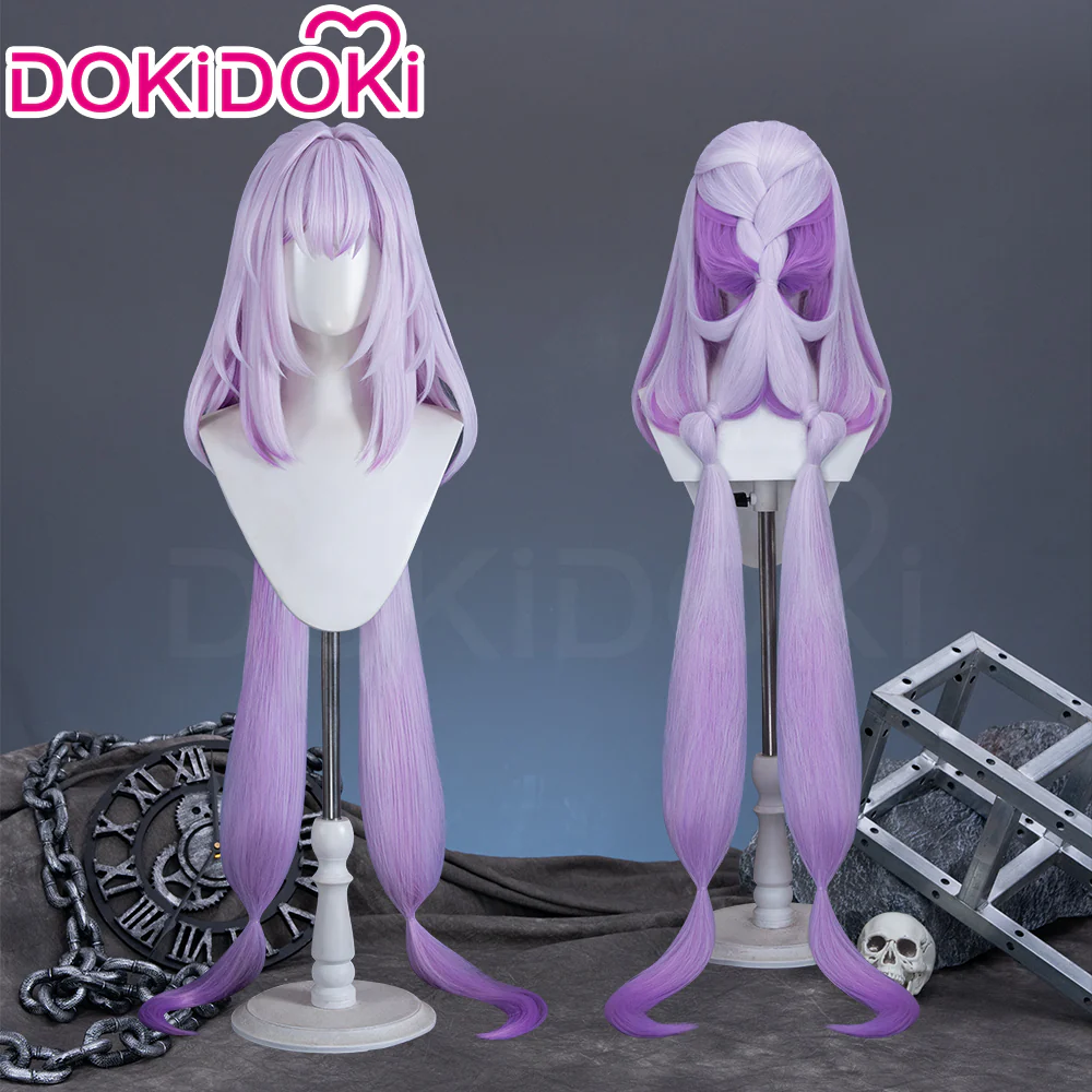 【Ready For Ship】DokiDoki Game Honkai: Star Rail Cosplay Castorice Cosplay Wig / Headwear Ears / Earrings Ear Clips Ear Accessories Long Straight Purple Hair Twin Ponytails - Image 3