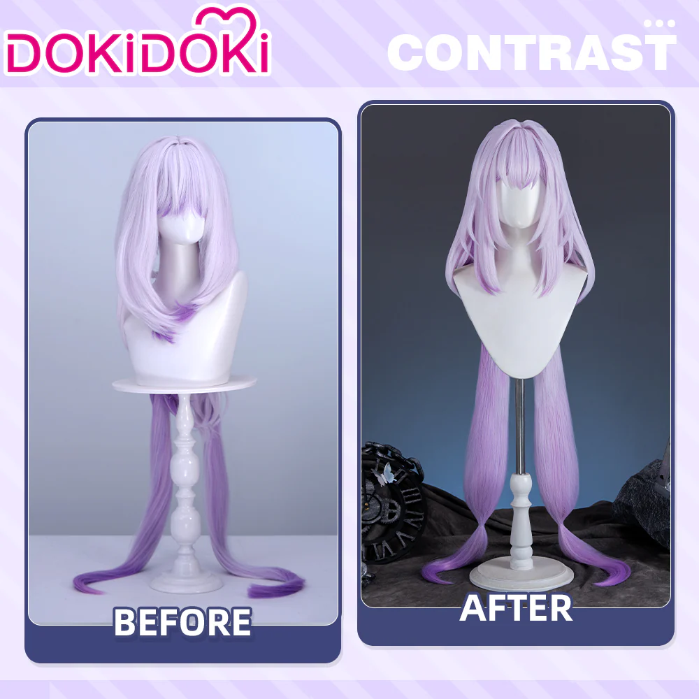 【Ready For Ship】DokiDoki Game Honkai: Star Rail Cosplay Castorice Cosplay Wig / Headwear Ears / Earrings Ear Clips Ear Accessories Long Straight Purple Hair Twin Ponytails - Image 4