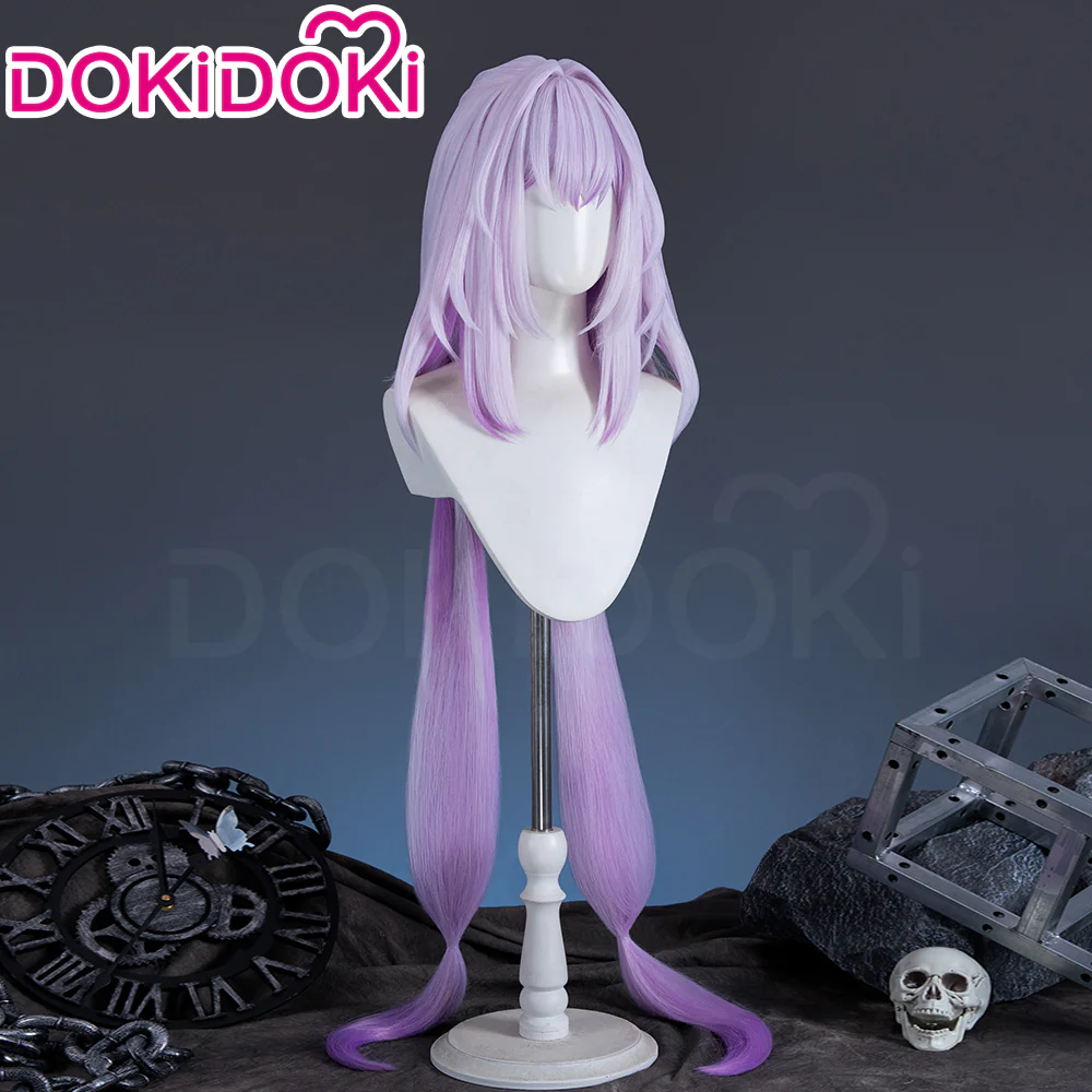 【Ready For Ship】DokiDoki Game Honkai: Star Rail Cosplay Castorice Cosplay Wig / Headwear Ears / Earrings Ear Clips Ear Accessories Long Straight Purple Hair Twin Ponytails - Image 6
