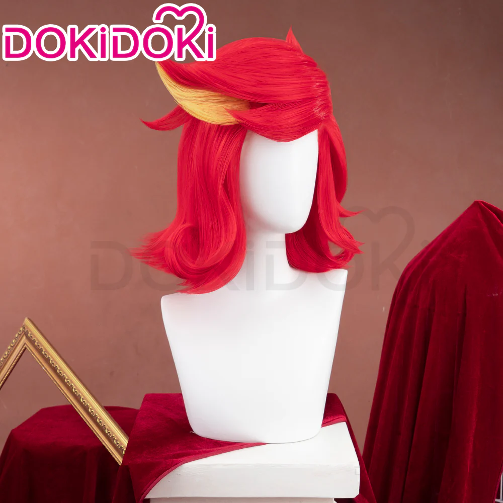 【US LOCAL SHIPPING 】【Pre Crimped 】DokiDoki Anime Hell Hotel Cosplay Wig Short Curly Red Yellow Hair - Image 3