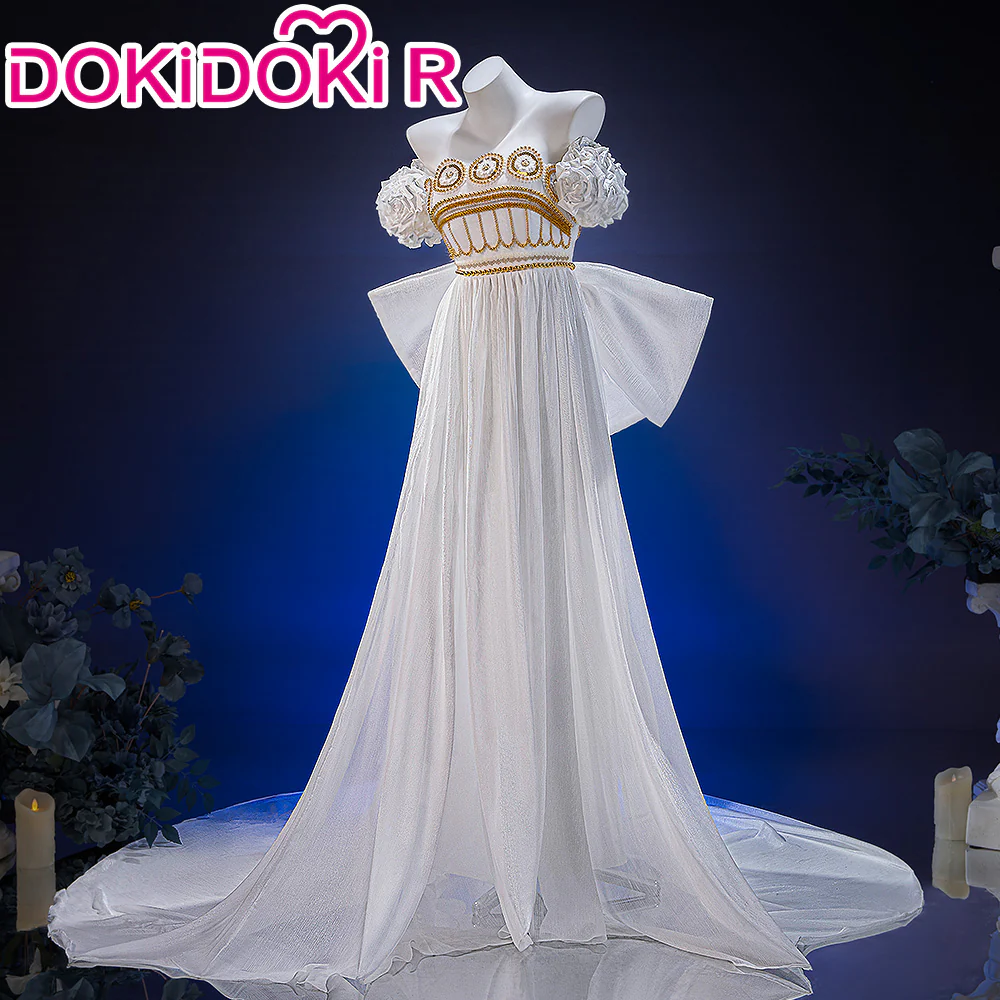 【Size S-2XL】DokiDoki-R Anime Cosplay Costume Princess White Gold Dress - Image 2