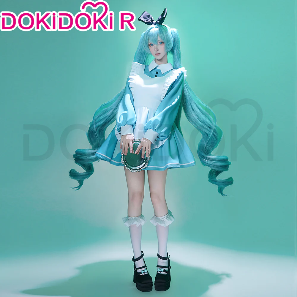 【Size S-2XL】DokiDoki-R Cosplay Maid Costume Blue White Wonderland Outfit - Image 4