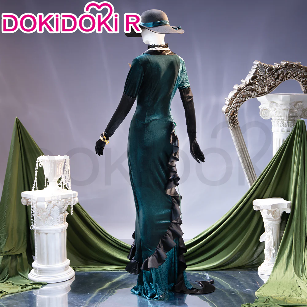 【Size XS-XL】DokiDoki-R Game Cosplay Costume Dark Green Black Slim Fit Dress - Image 2