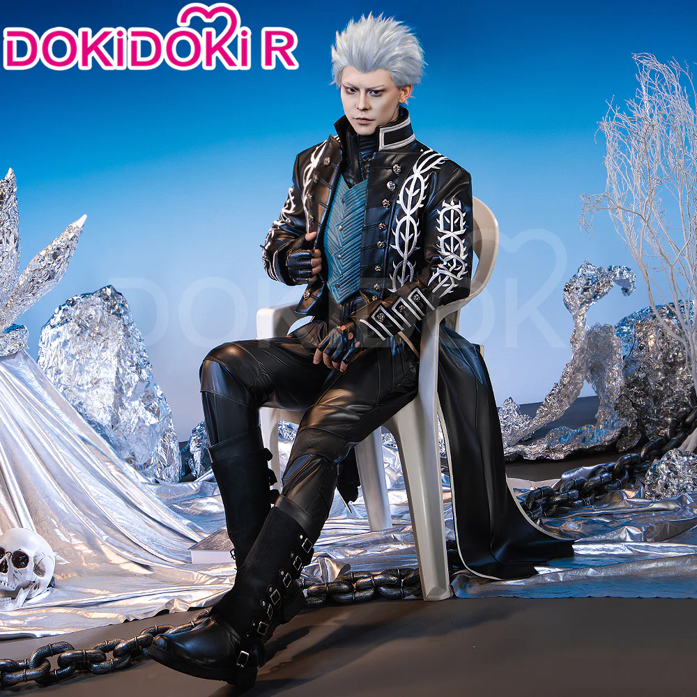 【Partial Ready For Ship】【Size M-4XL】DokiDoki-R Game Cosplay Long Black Coat - Image 4
