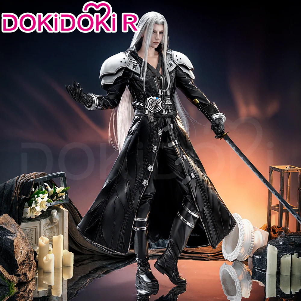 【Size S-3XL】DokiDoki-R Game Cosplay Sephiiroth Costume Adult Black / Shoulder Armor