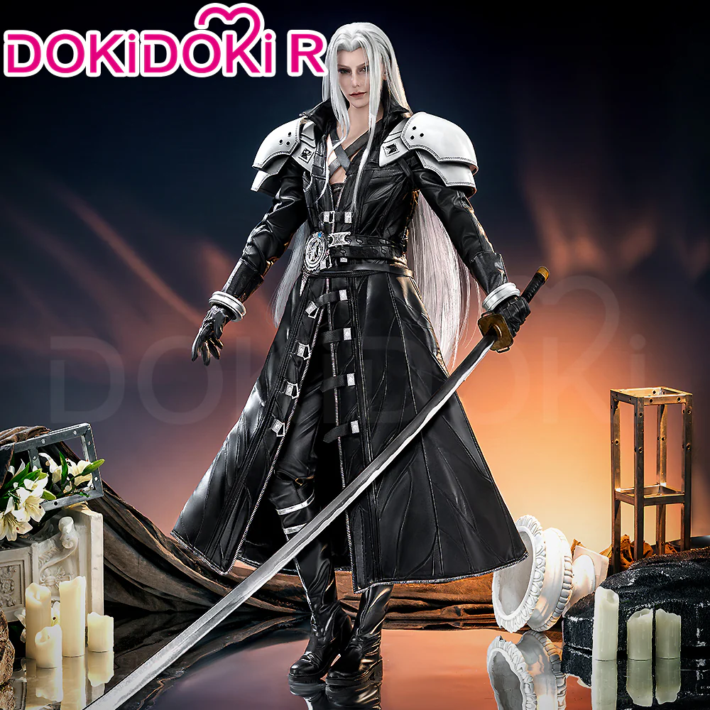 【Size S-3XL】DokiDoki-R Game Cosplay Sephiiroth Costume Adult Black / Shoulder Armor - Image 2