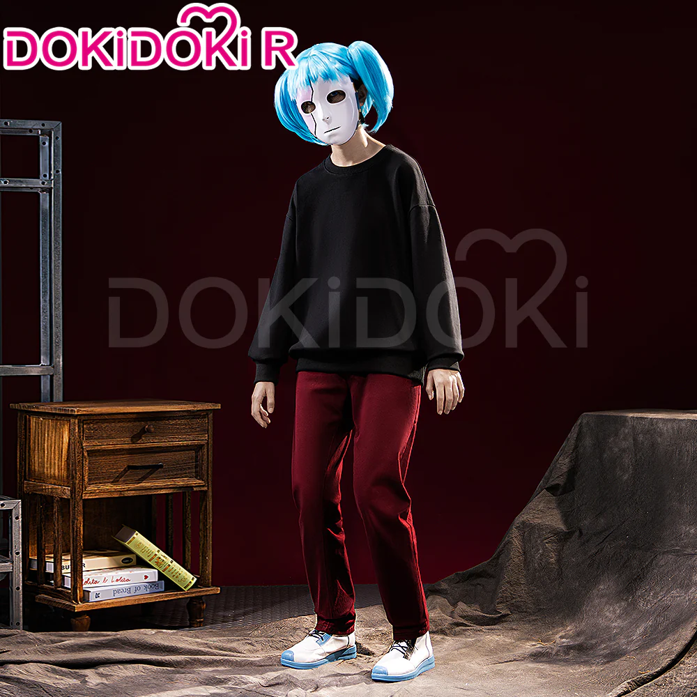 【Size S-3XL】DokiDoki-R Game Cosplay Costume Black Long Sleeve Red Pants